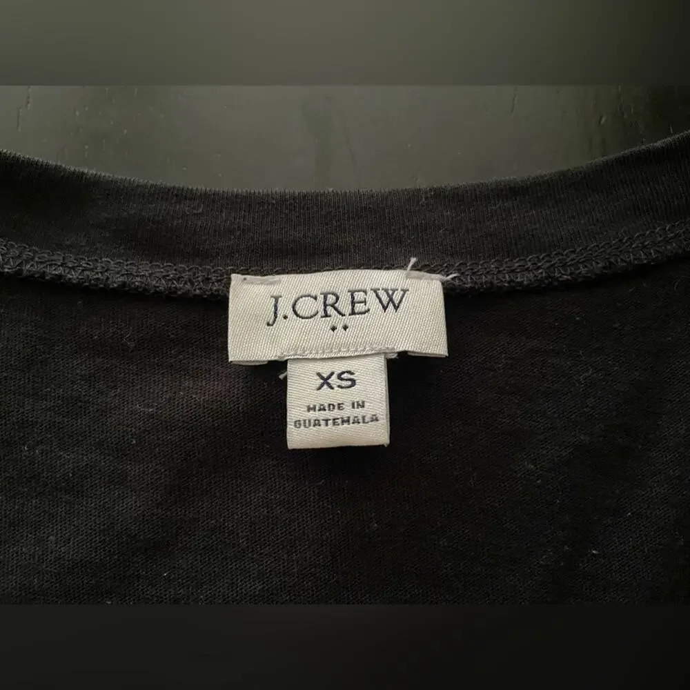 JCREW Black Short Sleeve Midi T-Shirt Dress sz XS